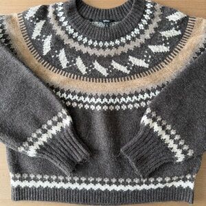Buffalo David Bitton Brown Fair Isle Crewneck Sweater